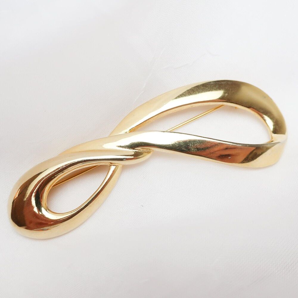 Vintage Givenchy Gold Tone Brooch Pin Rare Signed Designer Costume Jewelry Large